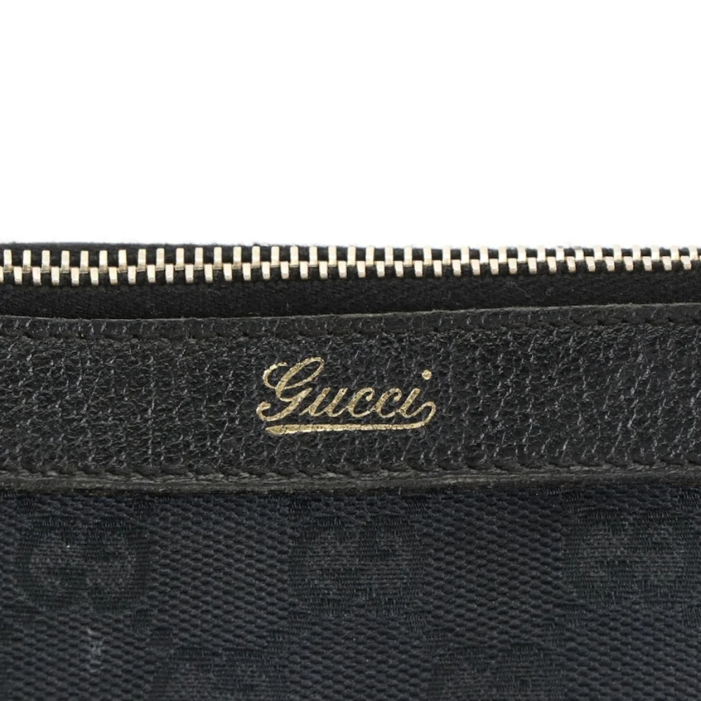Authentic Gucci GG Black Canvas Abbey Zip Tote Shoulder Gold Hardware Bag - Picture 2 of 16